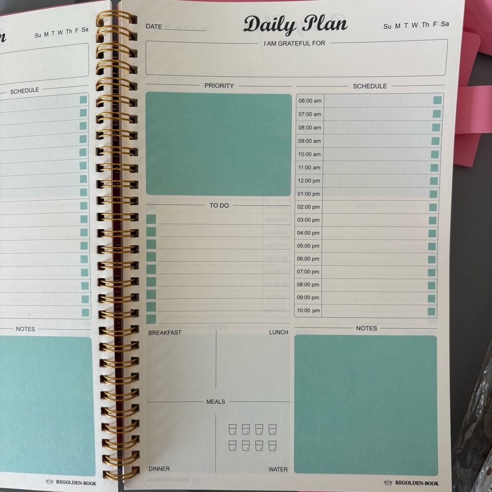 Pink Daily Planner with Spiral Binding